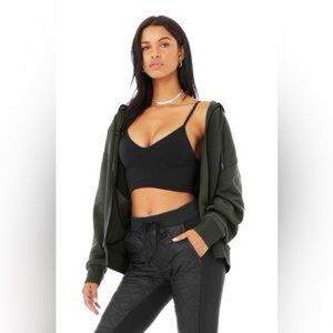 Alo yoga hype full zip hoodie dark cactus